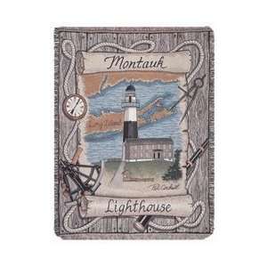  Montauk New York Lighthouse Mid Size Deluxe Tapestry Throw 