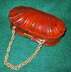 Bakelite Bag Vintage 50s Clam Shell Sea Shell Handbag Chain Handle