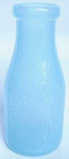 Delphite Blue Milk Color Glass Liberty Milk Bottle  