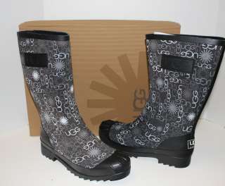 Ugg Multi Logo short rain womens boots black New in Box  