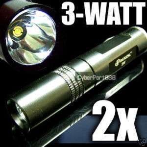 2x 3 Watt Black AAA Luxeon LED Flashlight Light Torch  
