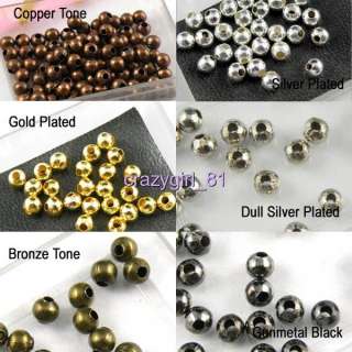 4mm Seamless Metal Spacer Bead Gold&Silver Plt,Bronze/Copper/Black 