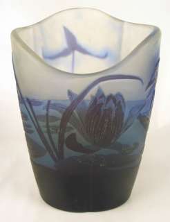 Original Antique Galle Cameo Glass Vase Unusual Form  