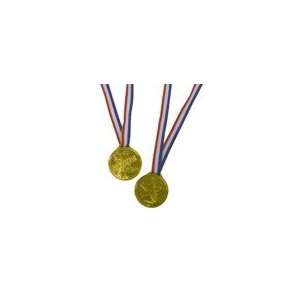  2 inch Plastic Gold Prize Award Medallion on Ribbon 