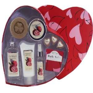   of Love Pomegranate Bath and Body Gift Set in a Heart Shaped Gift Box