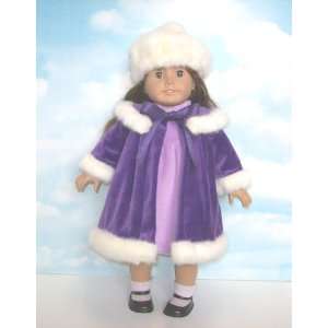  Purple Velvet Coat and Dress Set. Fits 18 Dolls like 