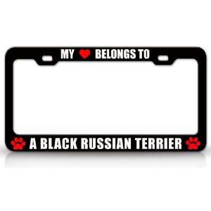  MY HEART BELONGS TO A BLACK RUSSIAN TERRIER Dog Pet Steel 