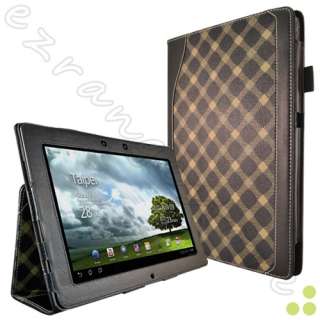 caseen Black Tan Plaid Stand Case Cover for ASUS Transformer Pad TF300 