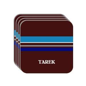 Personal Name Gift   TAREK Set of 4 Mini Mousepad Coasters (blue 