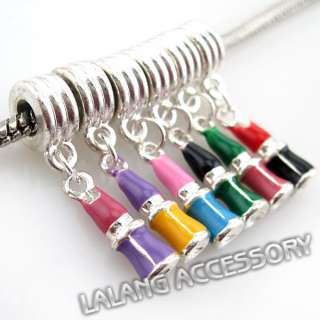 12x ON SALE Assorted Lipstick Charms Alloy Pendants Beads Fit Bracelet 