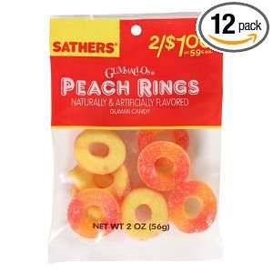 Sathers Peach Rings, 2 Ounce Bags (Pack of 12)  Grocery 