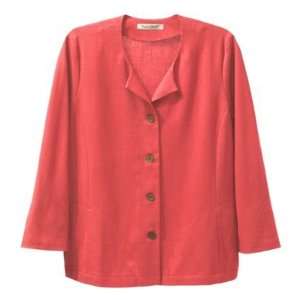  TravelSmith Womens No Hassle Linen 3/4 Sleeved Jacket Red 