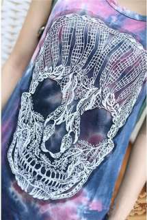 New T Shirts Tank Top Cool Punk Lace Skull  