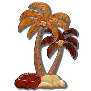  Wood Magnet of Two Palm Trees (Tall and Short)