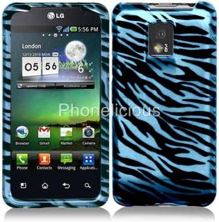 For LG Tmobile G2X Hard Cover Phone Case BLUE ZEBRA  