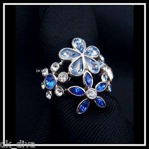 Dyrberg/Kern BOTANIC S/BLUE II Flower ring Swarovski  