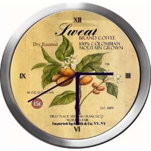  SWEAT 14 Inch Coffee Metal Clock Quartz Movement Kitchen 