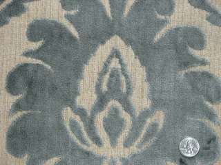 1y LARSEN Blue Cut Velvet Large Scale Lustrous Damask WOW Fabric 