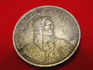 1931 SWISS 5 FRANC CONFOEDERATIO HELVETICA COIN  