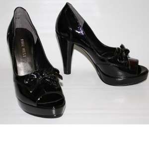Womens Shoes NIB Nine West DECORS Platform Peep Toe Patent Black 9 1 
