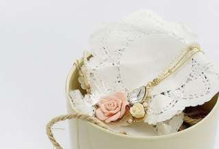 Trendy Sweet Cream Colored Rose Layered Pearl Crystal Flower Bib 