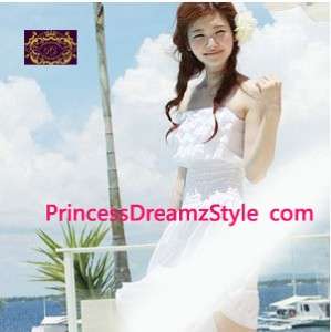 White Ruffle Beach SunDress Bra Dress C230 xs s  