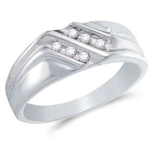 Size 12   10k White Gold Diamond MENS Wedding Band OR Fashion Ring   w 