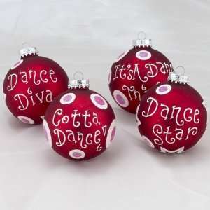 Club Pack of 12 Novelty Dance Phrase Glass Ball Christmas Ornaments 3 