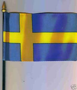 Kingdom of Sweden, Sverige 4x6 Flag on a Pole NEW  