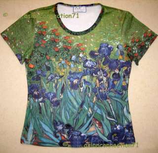   Van Gogh IRISES New Hand Print Art Tank DRESS Misses S 4 6  