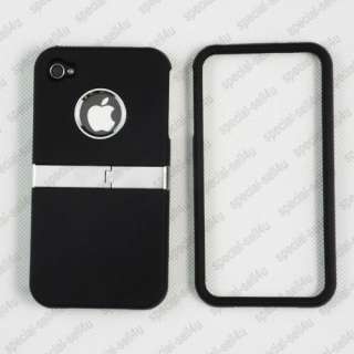 Deluxe Black Full Case w/Chrome Stand Apple iPhone 4 4G  