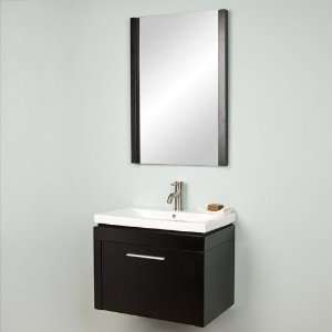  24 Sven Wall Hung Vanity Cabinet with Mirror   Black 