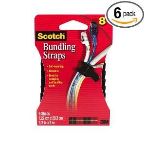  3M Scotch RF8010 Bundling Straps 8 Inch Black, 6 Pack 