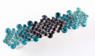 NEW BLUE CRYSTALS JEWELED FASHION HAIR BARRETTE CLIP  