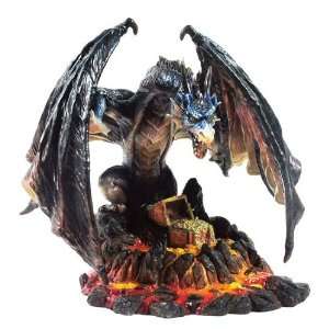   Dragon Sitting with Treasures in Hot Lava Sculpture