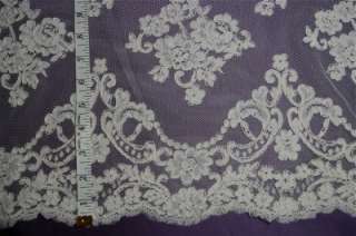 Re Embroidered Bridal Lace Fabric  55 wide  Ivory Color Sold by 1/2 