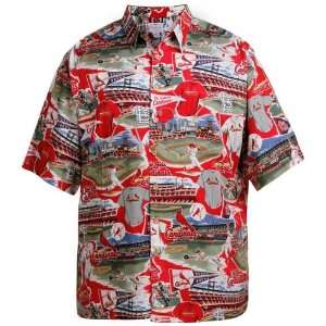   Red Stadium Scenic Button Down Shirt (Small)