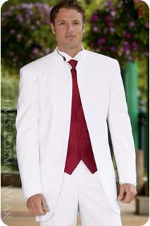  White Buttonless Mirage Tuxedo Satin Mandarin Collar No 