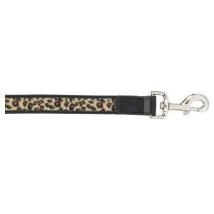   Faux Leather Gold Print Leopard Dog Lead, 6 Feet, Black