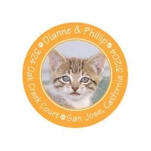  Cute Paw Prints Orange Pet Photo Sticker Round Sticker 
