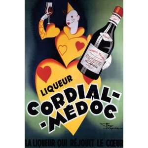   LIQUEUR CORDIAL MEDOC HEART FRENCH SMALL VINTAGE POSTER CANVAS REPRO