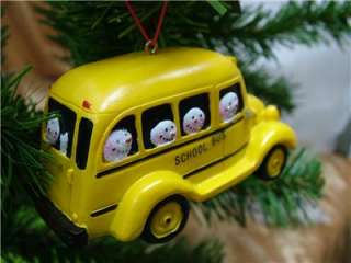 New School Bus Snowman Driver Snoman Christmas Ornament  