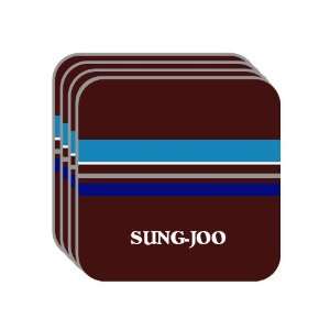 Personal Name Gift   SUNG JOO Set of 4 Mini Mousepad Coasters (blue 