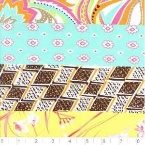 48 Wide Stretch Cotton Sateen Summer Stripes Aqua/Chocolate Fabric 