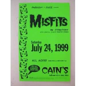  Misfits Handbill Poster Cains Ballroom, Tulsa The 1999 