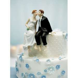  Wedding Cake Topper   Sitting Bride Groom   Caucasian (1 