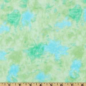  44 Wide Comfy Flannel Batik Green and Aqua Fabric By The 