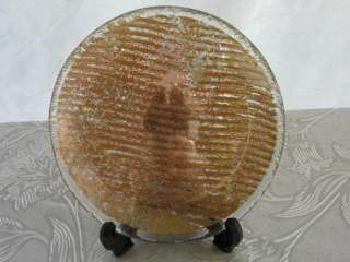 Andreas Meyer Handmade Artistic Fused Glass Dish Plate Gold Serving 
