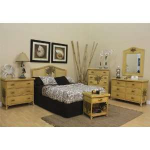  Cancun Palm Wicker Natural Finish Bedroom Set by 