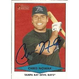  Chris Nowak Signed Tampa Rays 2007 Bowman Heritage Card 